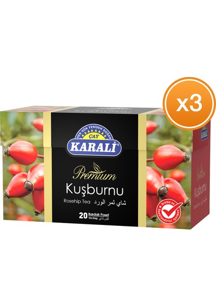 Premium Bardak Poşet Kuşburnu Çayı 20'li x 3 Paket