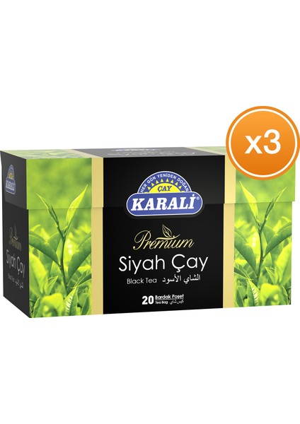 Premium Bardak Poşet Siyah Çay 20'li x 3 Paket