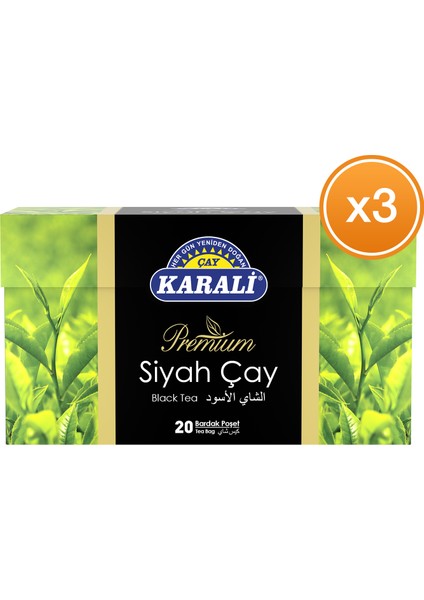 Premium Bardak Poşet Siyah Çay 20'li x 3 Paket