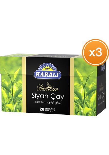 Premium Bardak Poşet Siyah Çay 20'li x 3 Paket