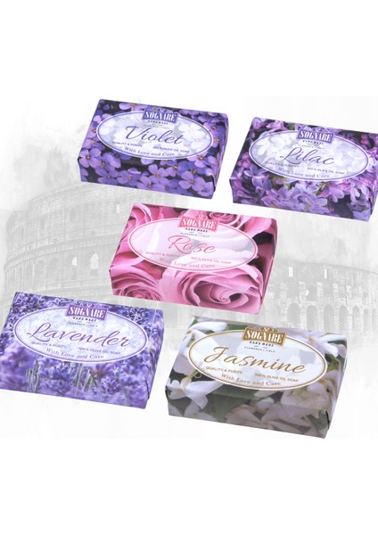 %100 Zeytinyağlı, Doğal El, Yüz ve Vücut Sabunu - 5'li Set - 175 G x 5 Adet