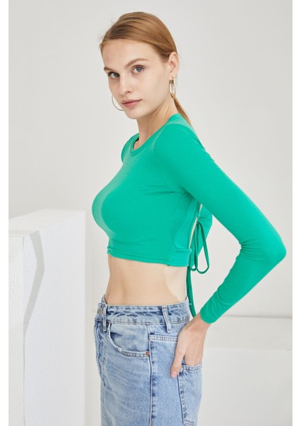 Moda Sırtı Açık Bluz-Yeşil modelleri