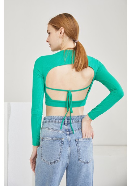 Moda Sırtı Açık Bluz-Yeşil fırsatları