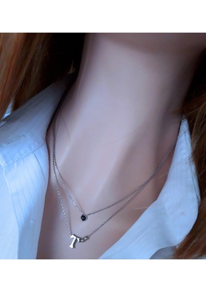 Siyah Tektaş T Kolye