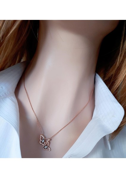 Çıtır Kelebekler Rose Kolye modelleri