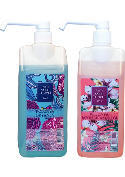 Okyanus Kolonyası Sprey Başlık 1 lt + Japon Kiraz Kolonyası Sprey Başlık 1 lt