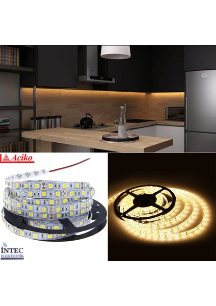 3 Çipli Silikonsuz Şerit LED Iç Mekan LED Aydınlatma Gün Işığı 20 Metre