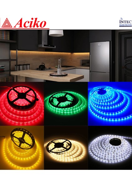 3 Çipli Silikonsuz Şerit LED Iç Mekan LED Tasarım Aydınlatması Gün Işığı-20 Metre