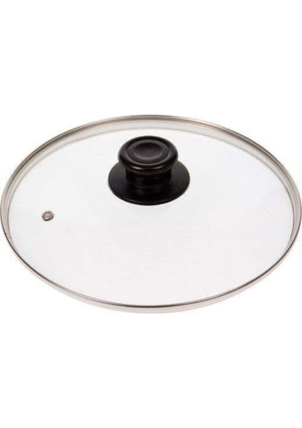 Tencere Tava Sahan İçin Buhar Delikli Temperli Z Tipi Cam Kapak 24 Cm