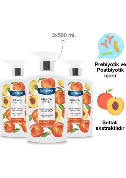 Prebiyotik Nemlendirici Sıvı Sabun Şeftali 3 x 500 ml