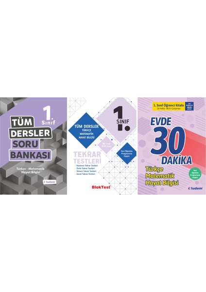 Tudem Yayınları 1. Sınıf 3'lü Tüm Dersler Seti (Tüm Dersler Soru B. + Tekrar Test