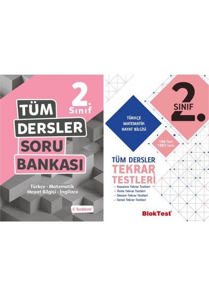 Tudem Yayınları 2. Sınıf 2'li Tüm Dersler Seti (Tüm Dersler Soru B. + Tekrar Test