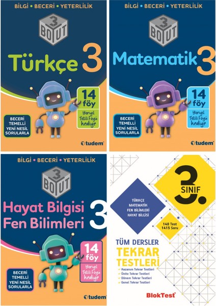 Tudem Yayınları 3. Sınıf 4'lü Set (3 Boyut Serisi + Tekrar Testleri) - ı