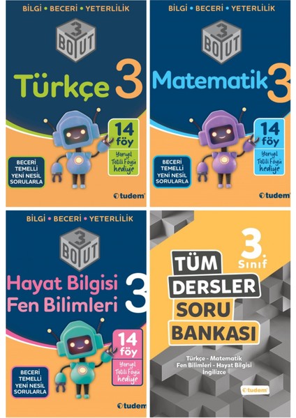 Tudem Yayınları 3. Sınıf 4'lü Set (3 Boyut Serisi + Tüm Dersler Soru B.)