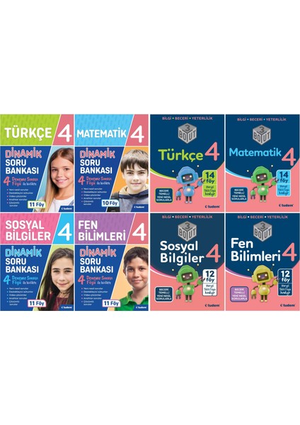 4. Sınıf 8'li Set (Dinamik + 3 Boyut Serisi)