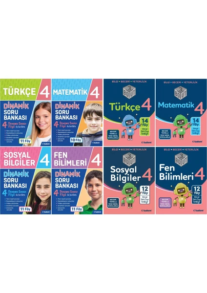 Tudem Yayınları 4. Sınıf 8'li Set (Dinamik + 3 Boyut Serisi)