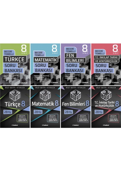 Tudem Yayınları 8. Sınıf 8'li Set (Beceri Temelli + 3 Boyut Serisi) - ın