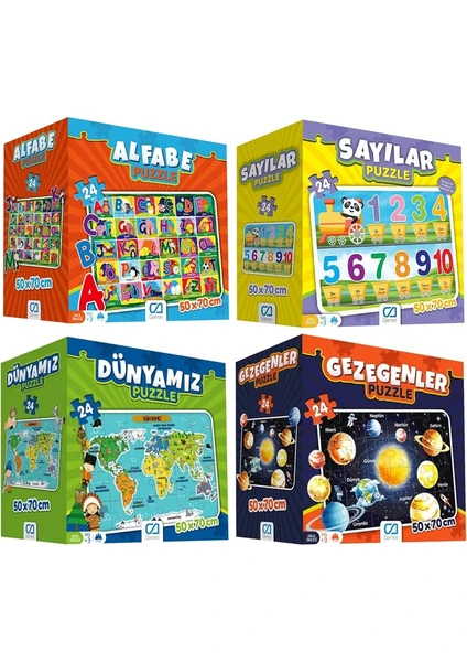 Ca Games 4’lü Yer Puzzle Seti (Alfabe +Sayılar + Dünyamız + Gezegenler)