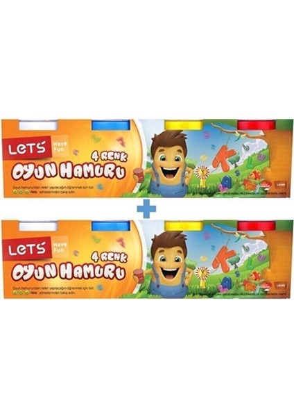Lets L8340 4lü Ana Renk Oyun Hamuru 600 Gr. 2 Takım