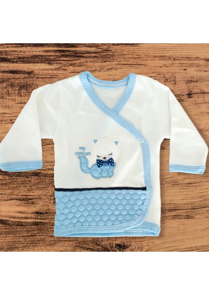 Erkek Bebek Hastane Çıkışı 10 Parça Mavi Kedi Desenli