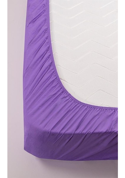 Çift Kişilik Pamuklu Lastikli Çarşaf Seti Lila 160*200CM