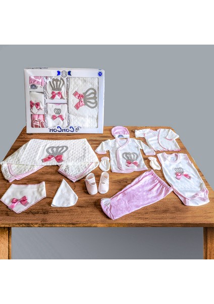 Kız Bebek Hastane Çıkışı 10 Parça Pembe Kedi Desenli