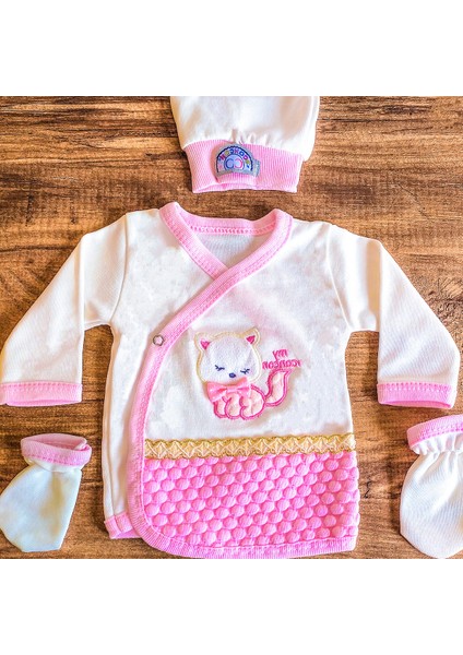 Kız Bebek Hastane Çıkışı 10 Parça Pembe Taşlı Taç Desenli