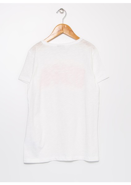 Bisiklet Yaka Baskılı Sarı Kadın T-Shirt fiyatları