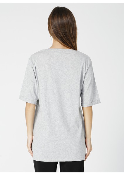 Talita Gri Melanj V Yaka Kadın T-Shirt modelleri