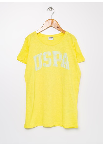 Bisiklet Yaka Baskılı Sarı Kadın T-Shirt fiyatları