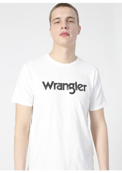 WRANGLER Erkek Kırık Beyaz Regular Fit Bisiklet Yaka T-Shirt