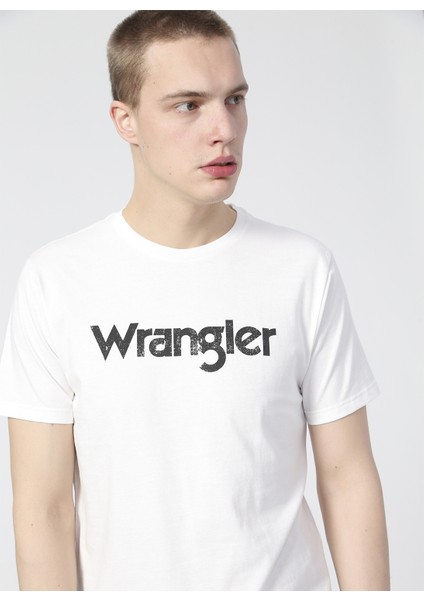 WRANGLER Erkek Kırık Beyaz Regular Fit Bisiklet Yaka T-Shirt