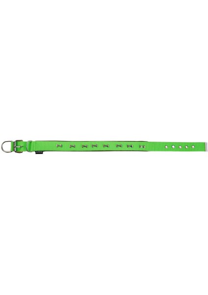 Actirex Neon Yumuşak Doku Kemik Desenli Köpek Boyun Tasma Green Small 52 cm