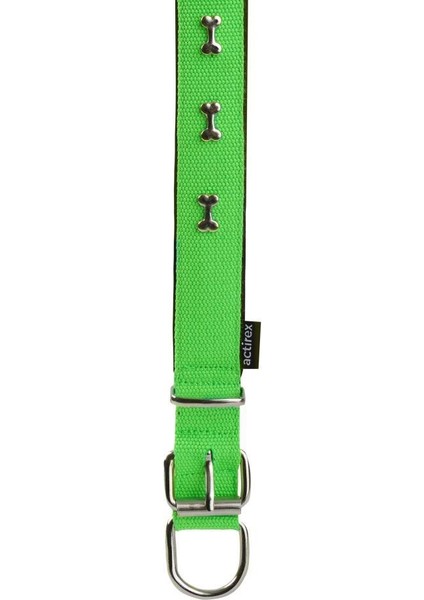Actirex Neon Yumuşak Doku Kemik Desenli Köpek Boyun Tasma Green Small 52 cm