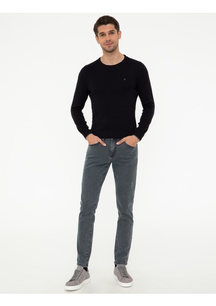 Erkek Lacivert Slim Fit Basic Triko Kazak 50248582-VR033