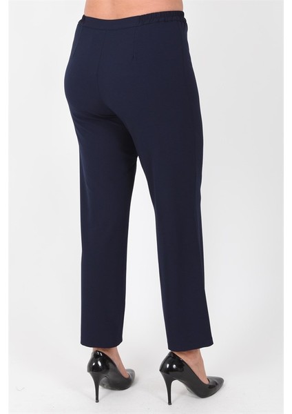 Ladıes Fırst Büyük Beden 3570 Lacivert Klasik Dar Paça Pantolon Krep Kumaş modelleri