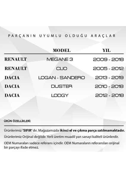 Renault Clio, Dacia Duster Için Radyatör Ayağı Sabitleme Pimi