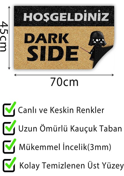 Dark Side Kapı Önü Paspası Dekoratif Kapı Paspası Dış Mekân Paspas Ev Içi Paspası 45X70CM