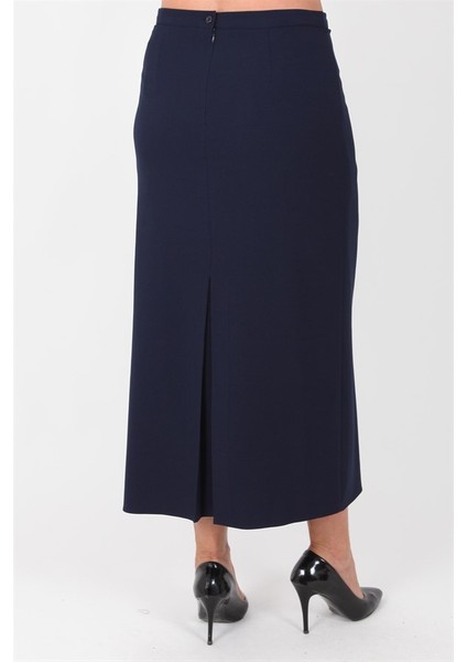 Ladıes Fırst Büyük Beden 3571 Lacivert Klasik Etek modelleri