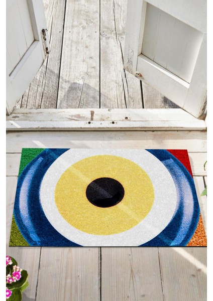 Renkli Nazar Baskılı Kapı Önü Paspası Dekoratif Kapı Paspası Dış Mekân Paspas Ev Içi Paspası 45X70CM