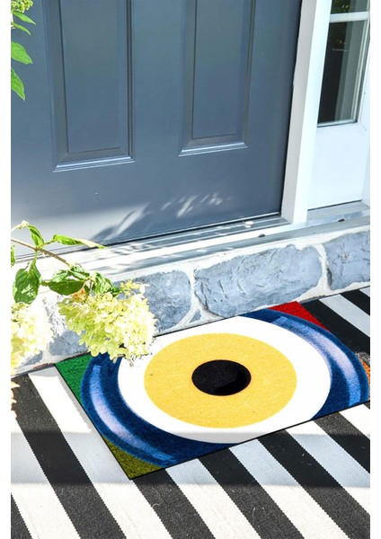 Renkli Nazar Baskılı Kapı Önü Paspası Dekoratif Kapı Paspası Dış Mekân Paspas Ev Içi Paspası 45X70CM