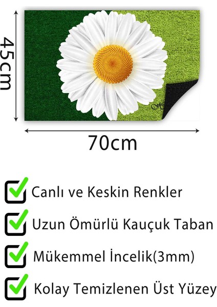 Papatya Kapı Önü Paspası Dekoratif Kapı Paspası Dış Mekân Paspas Ev Içi Paspası 45X70CM fırsatları
