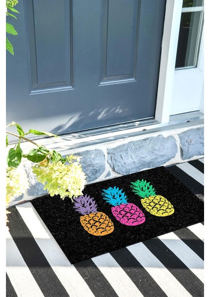 Renkli Ananas Kapı Önü Paspası Dekoratif Kapı Paspası Dış Mekân Paspas Ev Içi Paspası 45X70CM