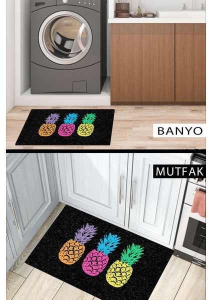 Renkli Ananas Kapı Önü Paspası Dekoratif Kapı Paspası Dış Mekân Paspas Ev Içi Paspası 45X70CM