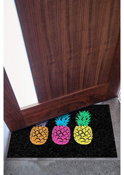 Renkli Ananas Kapı Önü Paspası Dekoratif Kapı Paspası Dış Mekân Paspas Ev Içi Paspası 45X70CM