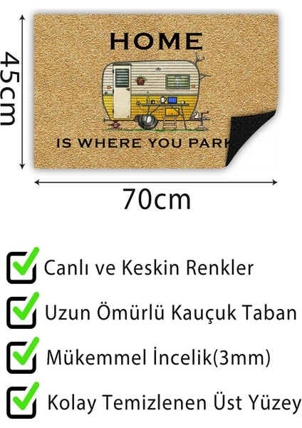 Karavan Apı Önü Paspası Dekoratif Kapı Paspası Dış Mekân Paspas Ev Içi Paspası 45X70CM