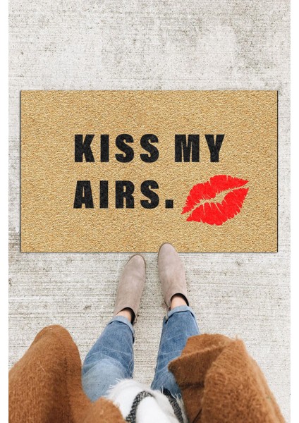 Kiss My Aırs Kapı Önü Paspası Dekoratif Kapı Paspası Dış Mekân Paspas Ev Içi Paspası 45X70CM