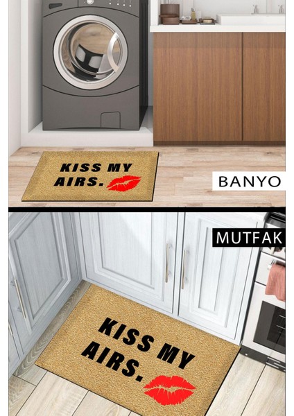 Kiss My Aırs Kapı Önü Paspası Dekoratif Kapı Paspası Dış Mekân Paspas Ev Içi Paspası 45X70CM