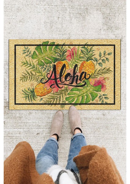 Aloha Kapı Önü Paspası Dekoratif Kapı Paspası Dış Mekân Paspas Ev Içi Paspası 45X70CM