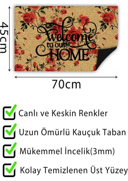 Kapı Önü Paspası Dekoratif Kapı Paspası Dış Mekân Paspas Ev Içi Paspası 45X70CM